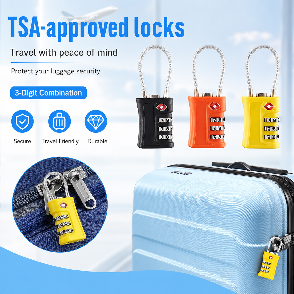 Travel Lock Tsa Approved - Candado de Equipaje Aprobado por la