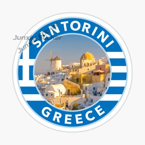 Travel Accessories Greece - Pegatinas para coche de Santorini, Grecia,