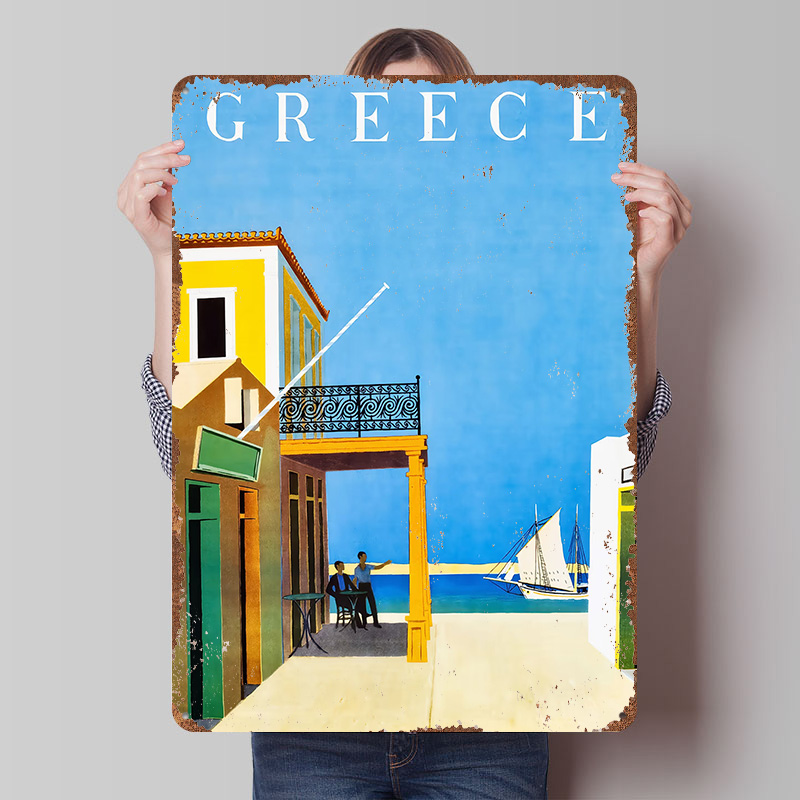 Travel Accessories Greece - Póster Metálico de Viaje a Grecia,