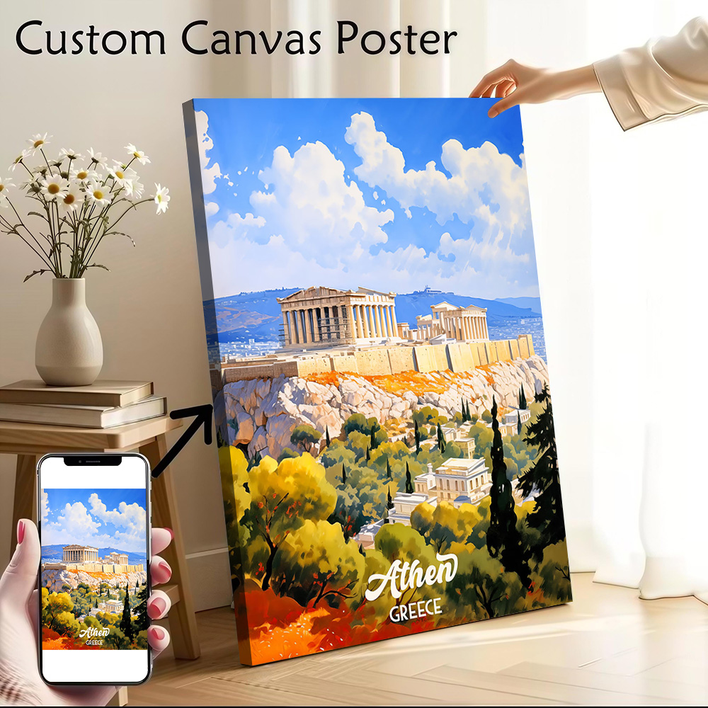 Póster de lienzo de viaje a At - Travel Accessories Greece reseña y precio